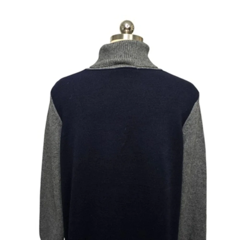 Boden Sweater‎ Dress Womens 12 Navy Gray Turtleneck Colorblock Wool Cashmere